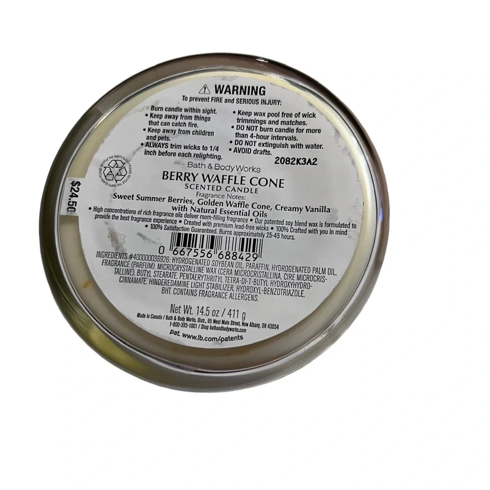 Bath & Body Works Berry Waffle Cone 3 Wick Candle - Picture 2 of 3